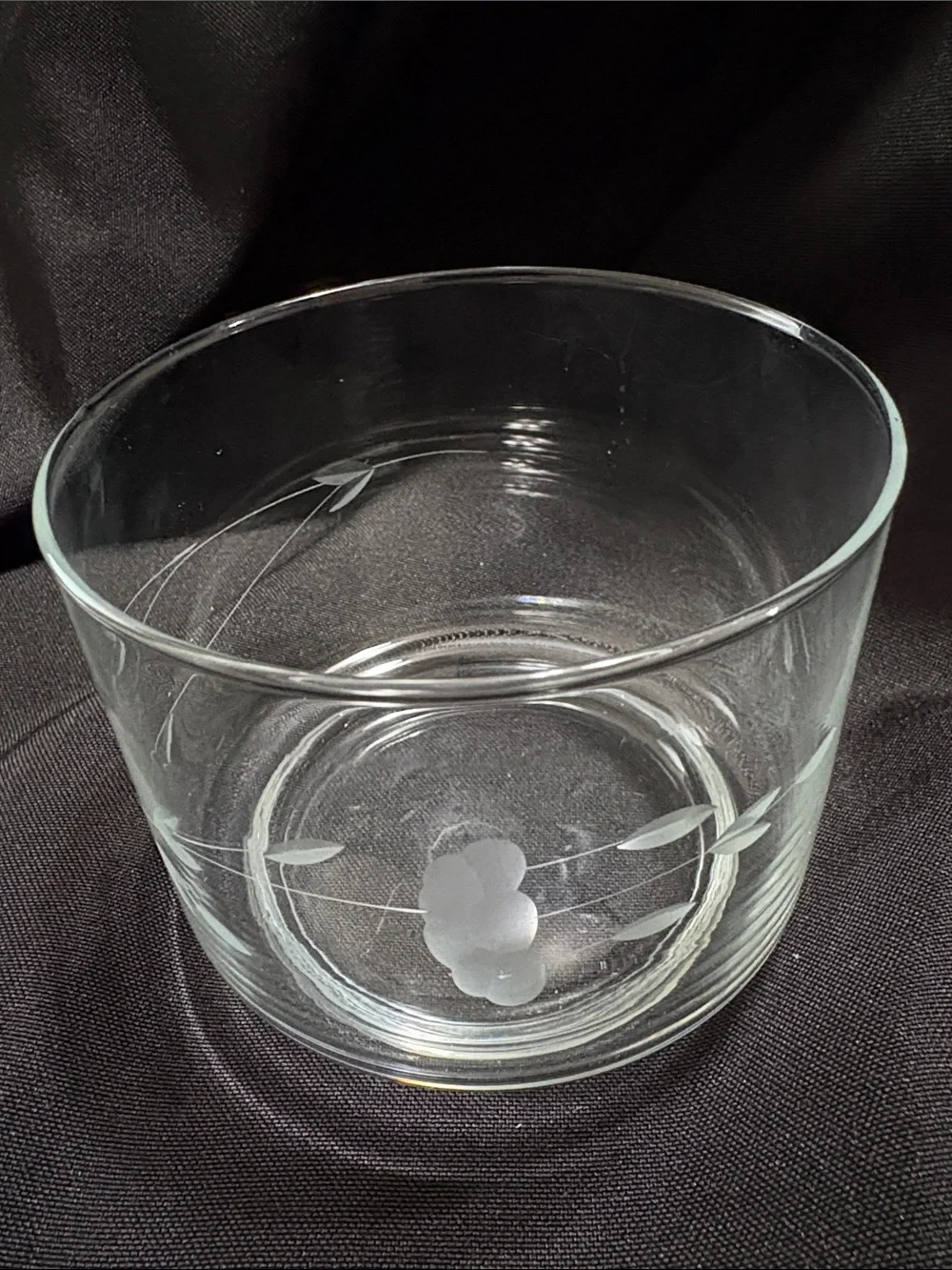 Clear Etched Glass Bowl - Elegant Floral Design Princess House